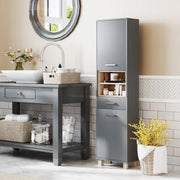Tall Freestanding Bathroom Storage Storage Cabinet with Open Shelves and Drawer by HOMCOM