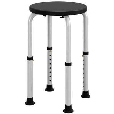 Black Height Adjustable Aluminium Shower Chair With Non Slip Feet for Elderly and Disabled by HOMCOM