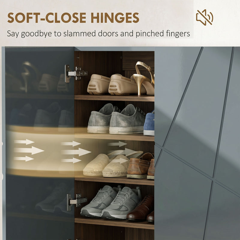 Shoe Cabinet with Adjustable Shelves for Hallway Storage and Clutter-Free Entrance High Gloss Grey