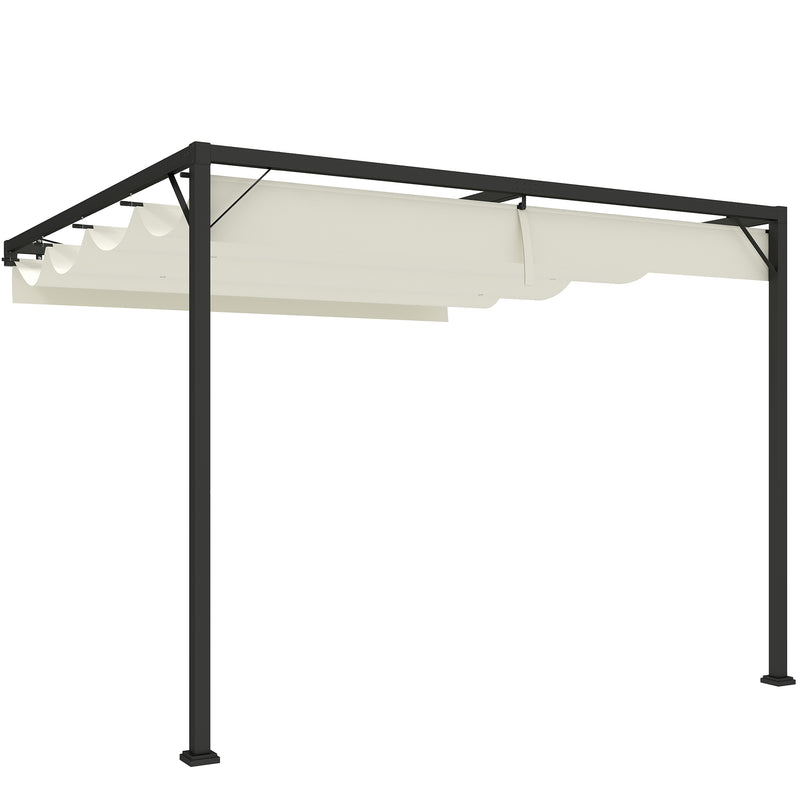 3 x 3m Outdoor Pergola with Retractable Canopy Cream White by Outsunny