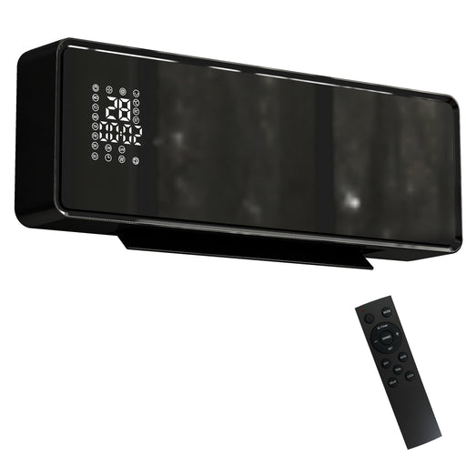 Wall Mounted 2000W Ceramic Electric Heater with Adjustable Thermostat and Fan Black
