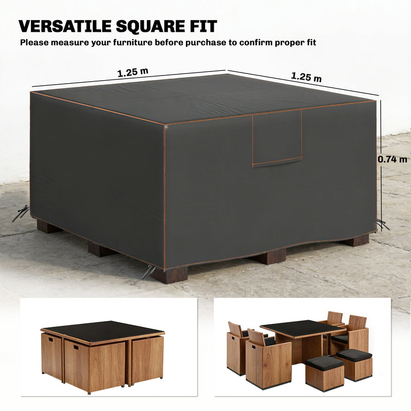 Garden Furniture Cover Waterproof UV Protection for Square Tables and Chairs Black