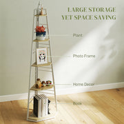 White Wood Effect Five Tier Corner Shelf for Home or Office Storage