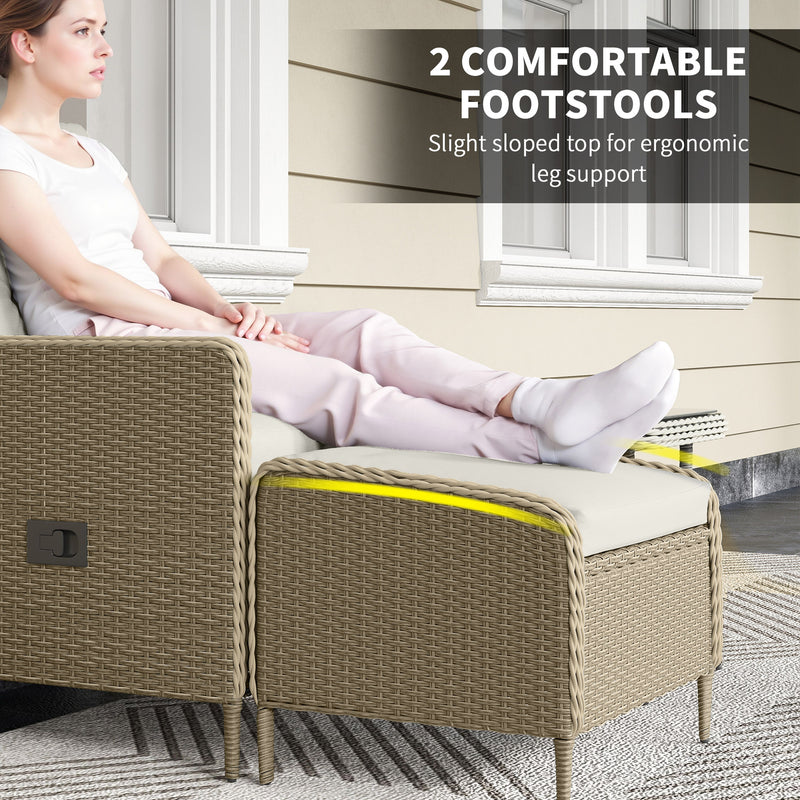 Five Piece Reclining Rattan Garden Chair Set in Light Grey with Cushions by Outsunny