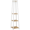 White Compact Freestanding Coat Rack with Storage Shelf and Hooks by Homcom
