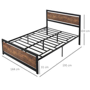 Double Metal Bed Frame with Headboard and Storage Space for Adult Bedrooms
