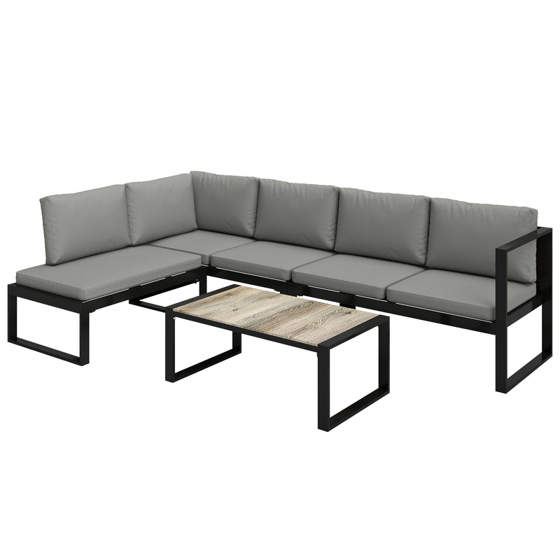 Garden Sofa Set with Removable Cushions and Coffee Table for Flexible Outdoor Seating Black