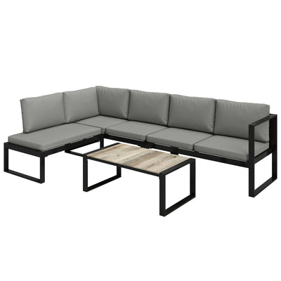 Garden Sofa Set with Removable Cushions and Coffee Table for Flexible Outdoor Seating Black Outsunny