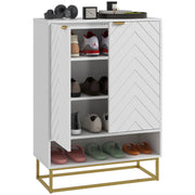 Shoe Storage Cabinet with Adjustable Shelves and Ventilation Holds 12 Pairs White