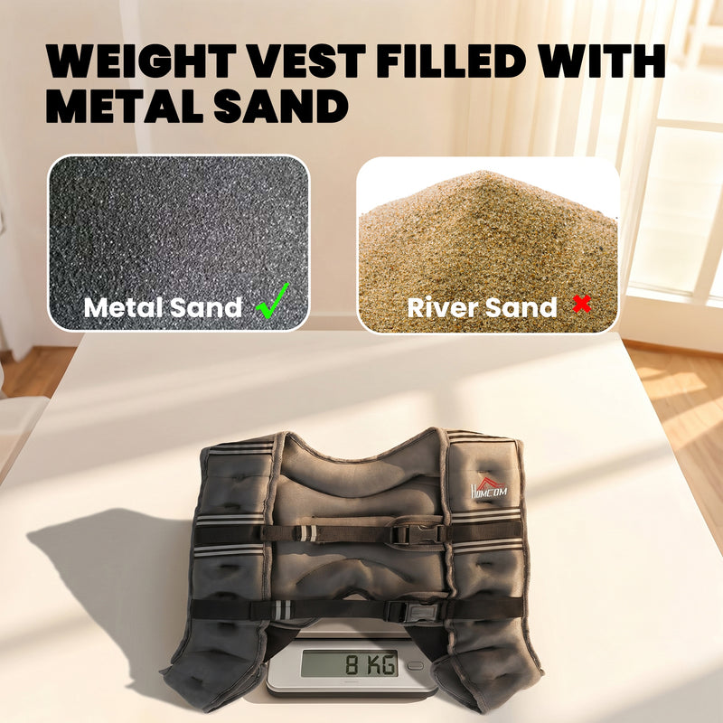 Weighted Vest for Home Workouts with Adjustable Straps and 8 kg Resistance Grey