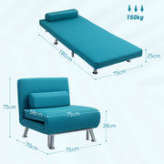 Dark Blue Single Linen Feel Sleeper Chair Comfortable Space Saving Design by HOMCOM