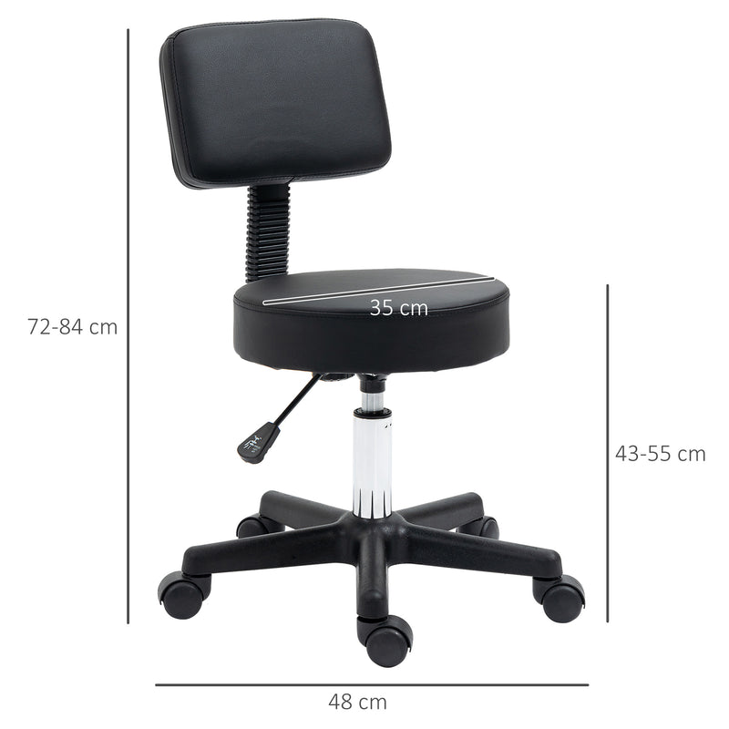 Adjustable Swivel Salon Chair with Padded Seat and Wheels for Hairdressers and Spas, Black