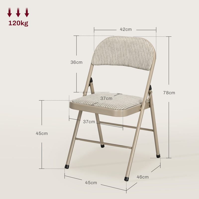 Folding Chairs Set of 4 for Extra Comfortable Seating and Easy Storage Beige AOSOM