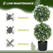 Set of 2 Artificial Ball Trees with Blue Lavender Flowers in Pots 70cm by HOMCOM