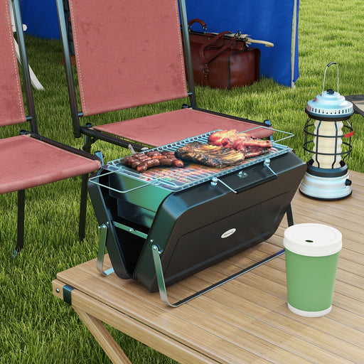 Portable Black Metal BBQ Grill For Outdoor Cooking With Durable Compact Design