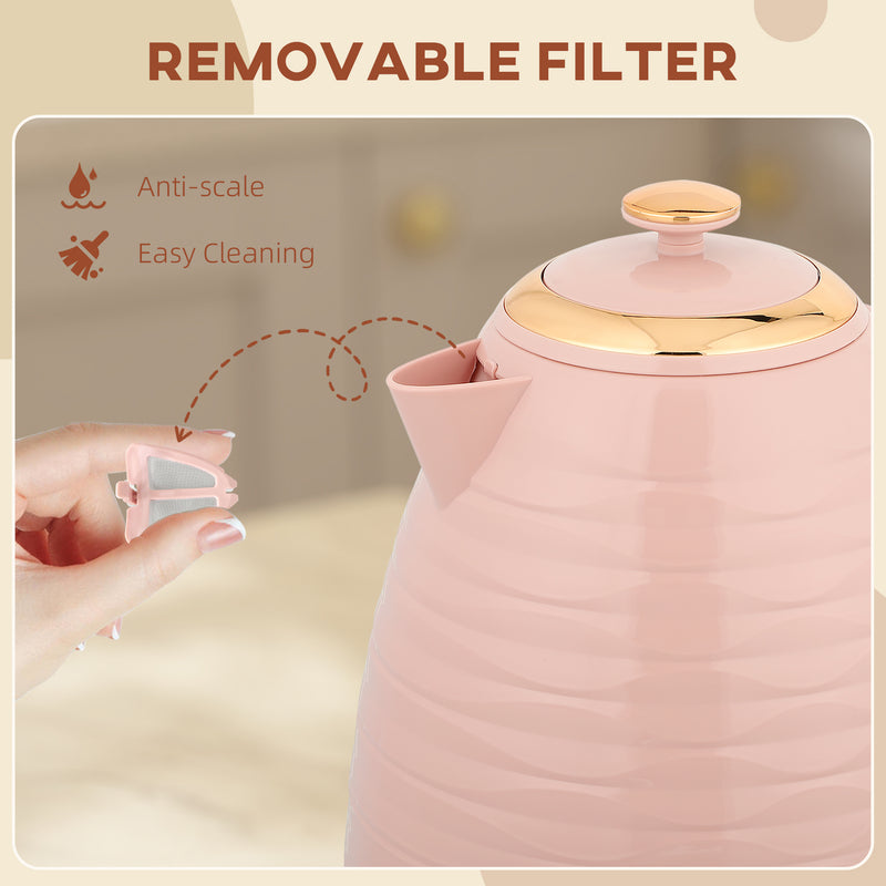 3kW Rapid Boil Electric Kettle With Honeycomb Design Ideal For Quick Brews, Pink