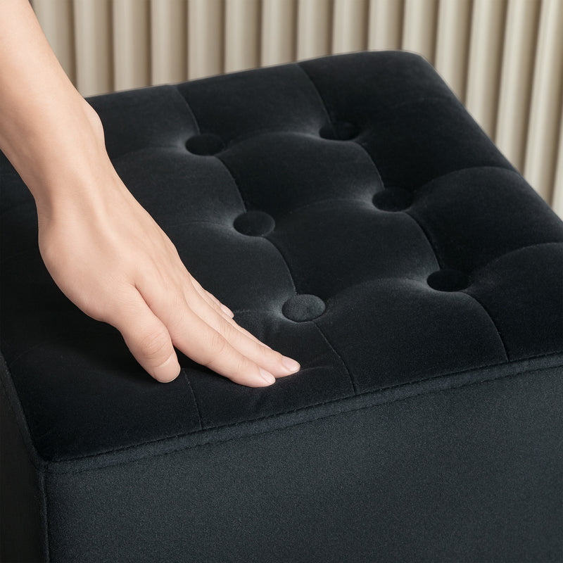 Grey Velvet Feel Square Ottoman Footstool for Living Room or Bedroom by HOMCOM