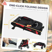 Easy Folding Pet Stroller for Large Dogs With Shock Absorb Frame and Safety Leashes by PawHut AOSOM