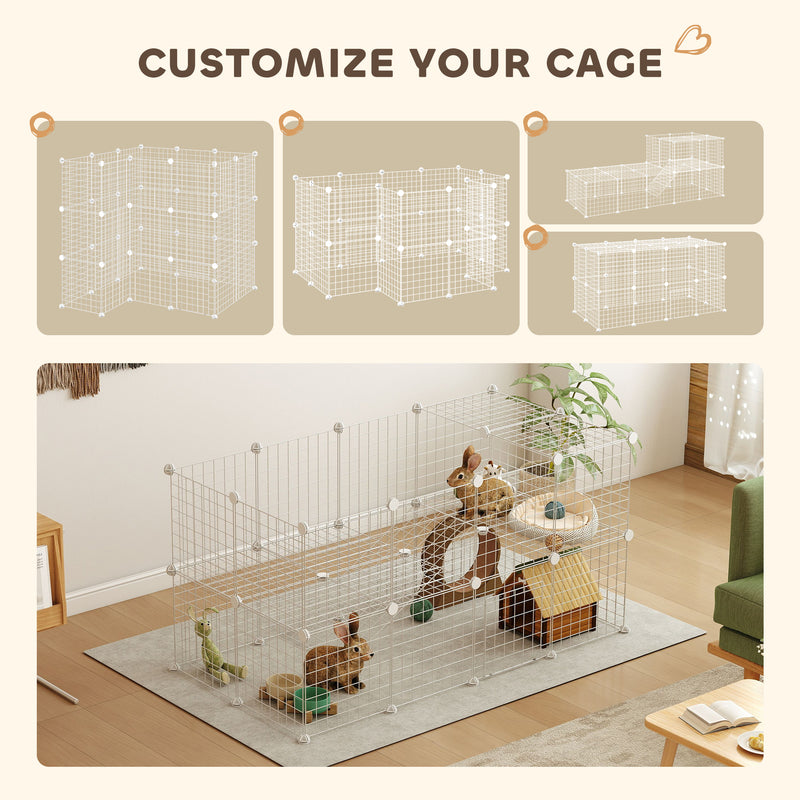 36 Panel Pet Playpen Metal Wire Fence for Small Animals Indoor and Outdoor Use White