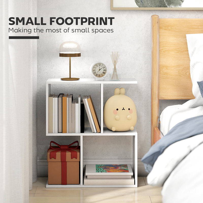 Slim 3 Tier S Shaped Side Table With Storage Shelves Ideal For Small Spaces White