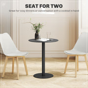 Round Dining Table With Steel Base For Kitchen Or Living Room Use 60cm Black AOSOM