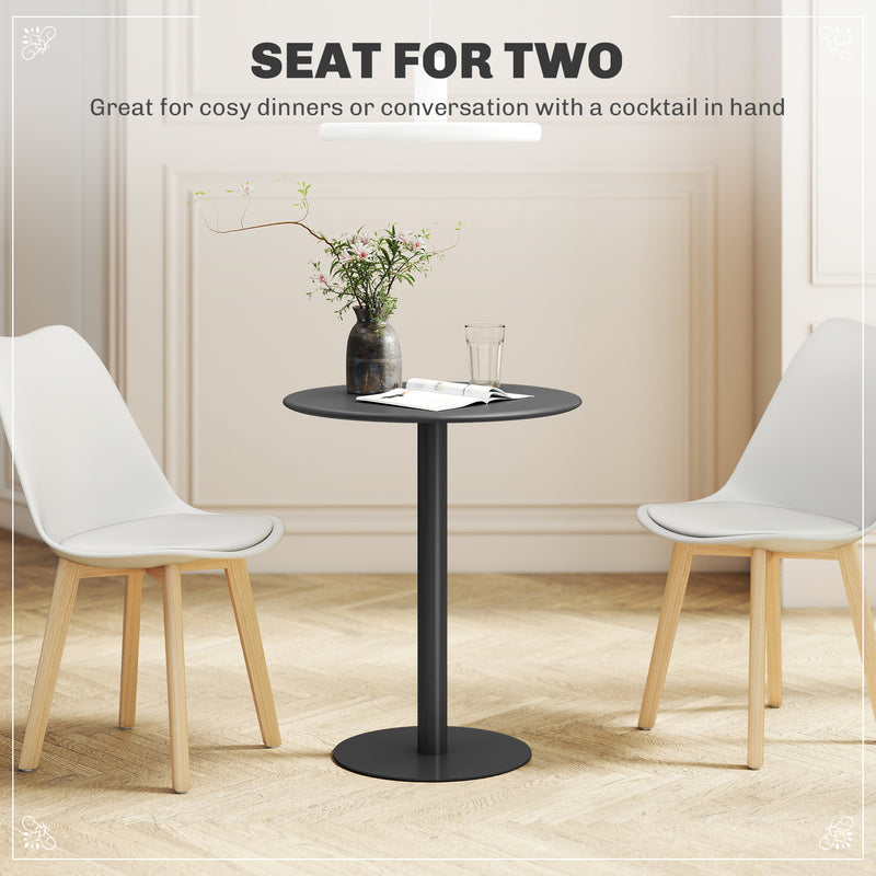 Round Dining Table With Steel Base For Kitchen Or Living Room Use 60cm Black AOSOM