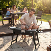 Portable Folding Charcoal Barbecue Grill for Easy Outdoor Cooking with Side Shelves Black Outsunny