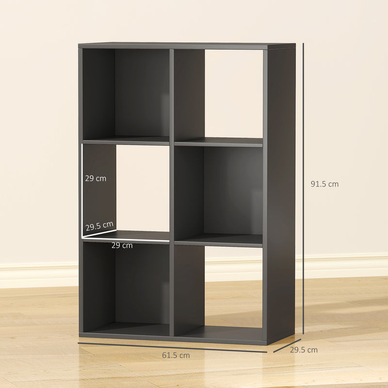 6 Cube Storage Bookshelf With Open Shelves Ideal For Home Or Office Use Black