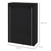 Portable Fabric Wardrobe with Shelves and Hanging Rail Ideal for Bedroom Storage Black