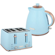 1.7L Fast Boil 3000W Jug Kettle and 4 Slice Toaster Set With Browning Control, Light Blue