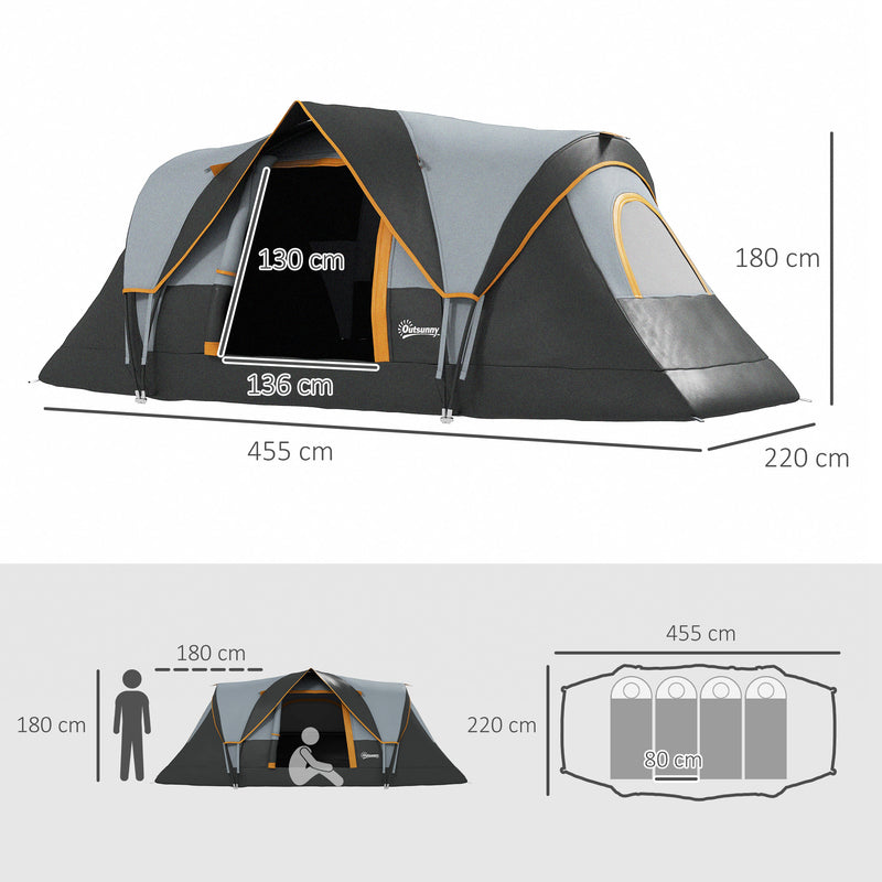 6 Person Blackout Camping Tent with Single Large Room and Easy Setup Light Grey Black