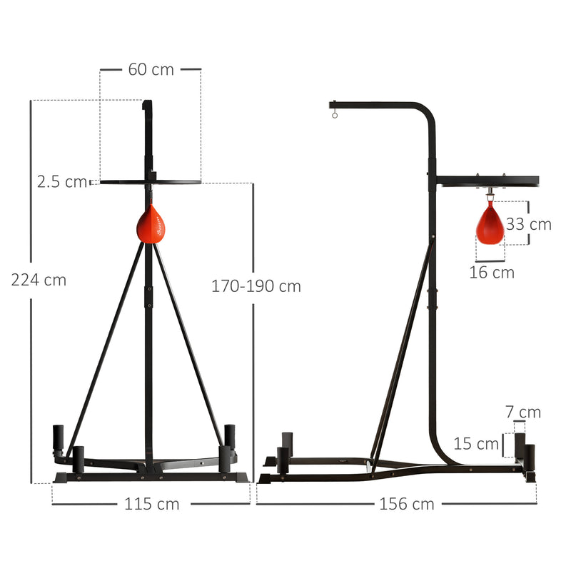 Adjustable Freestanding Speedbag Punch Bag Stand for Boxing Training Black by Outsunny AOSOM