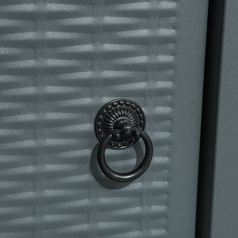 Grey Rattan Style Propane Gas Fire Pit Table 40000 BTU with Cover and Lava Rocks by Outsunny