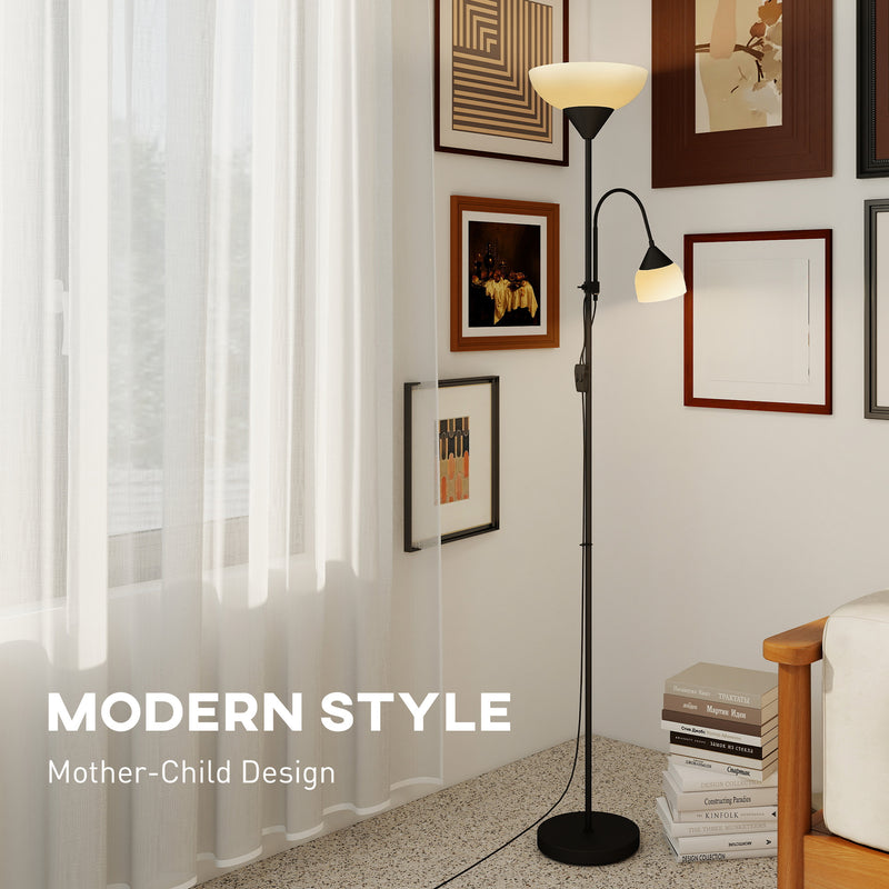 LED Floor Lamp with Adjustable Reading Light for Living Room 180cm Tall Black