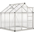 6x6ft Polycarbonate Greenhouse with Sliding Door for Garden Growers Clear AOSOM