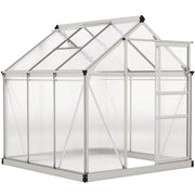 6x6ft Polycarbonate Greenhouse with Sliding Door for Garden Growers Clear AOSOM