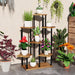 7 Tier Tall Plant Stand for Indoor and Outdoor Use Carbonised Wood and Steel by Outsunny