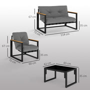 4 Piece Garden Furniture Set with Loveseat Sofa Armchairs and Table Light Grey by Outsunny