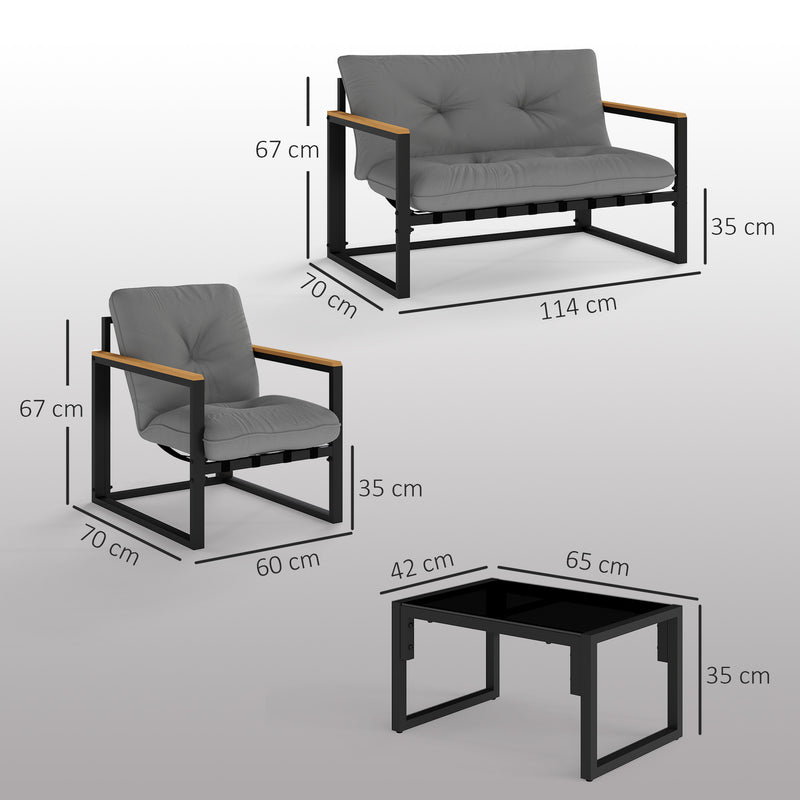 4 Piece Garden Furniture Set with Loveseat Sofa Armchairs and Table Light Grey by Outsunny