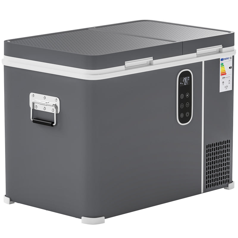 Portable Dual Zone Car Fridge Freezer 45L for Fresh Food and Drinks on the Go Grey