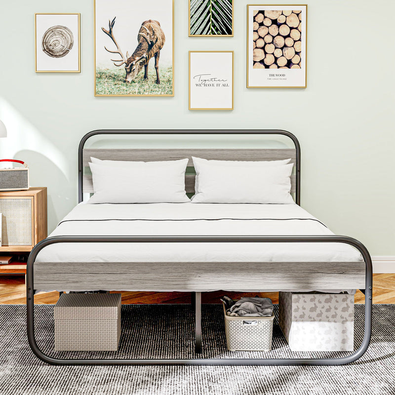 King Size Black Steel Industrial Bed Frame Sturdy and Modern by HOMCOM