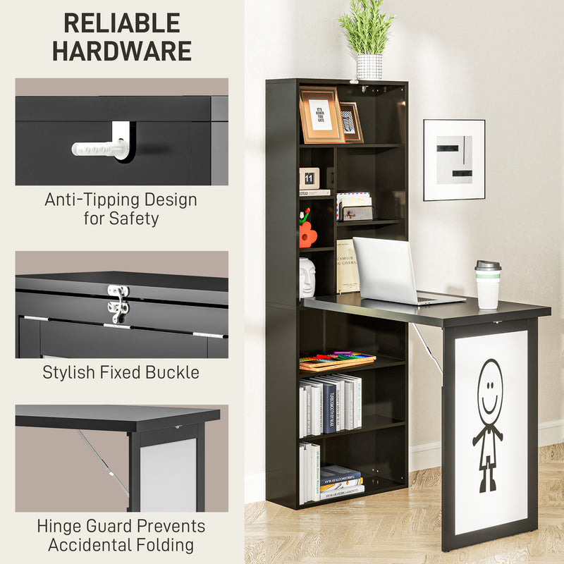 Black Three Part Work Desk with Storage and Writing Board by HOMCOM