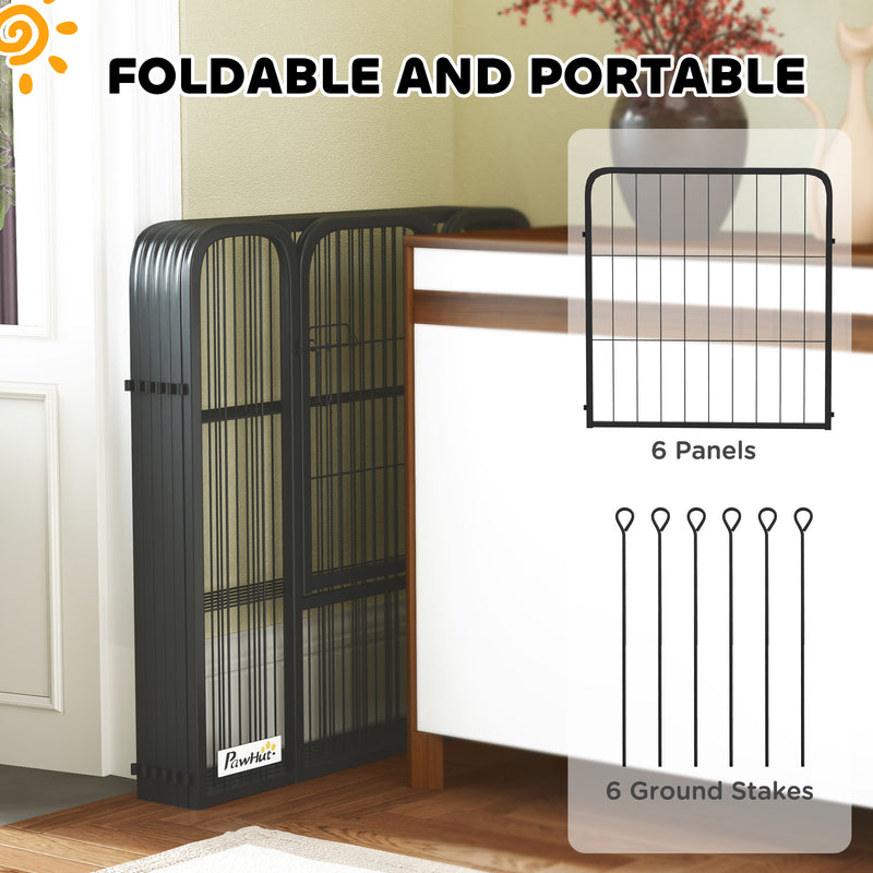 6 Panel Heavy Duty Dog Playpen with Secure Door for Indoor and Outdoor Use 60cm High by PawHut
