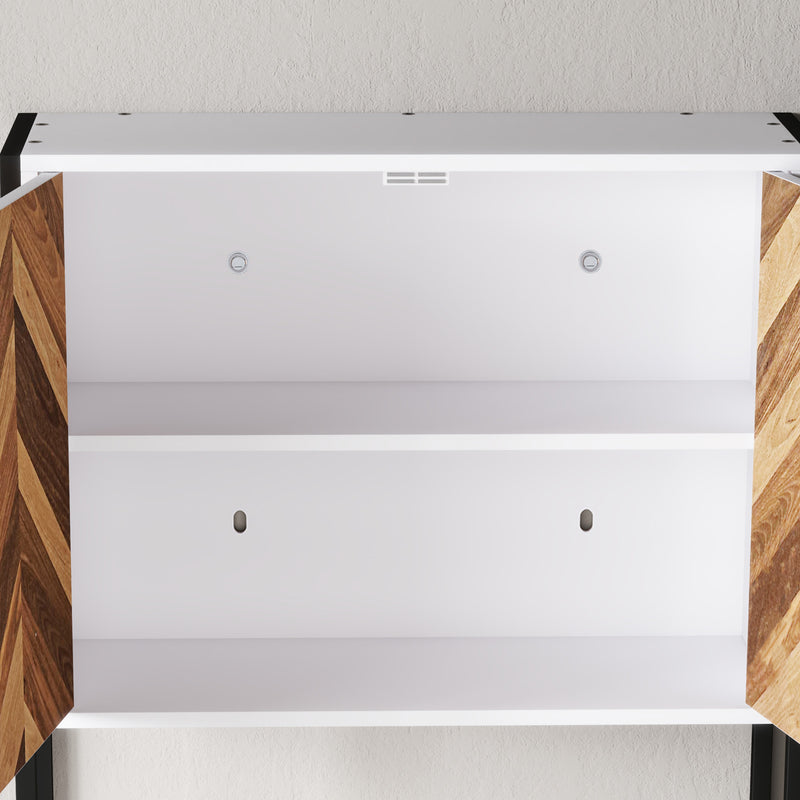 Walnut Wall Mounted Bathroom Cabinet With Adjustable Shelf and Double Doors by HOMCOM