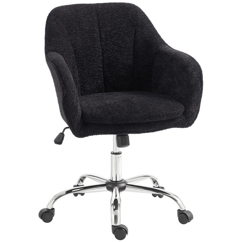Office Chair with Adjustable Height and Soft Flannel Upholstery for Home Working Black