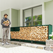 Heavy Duty Metal Firewood Rack with Waterproof Cover Ideal for Indoor Outdoor Use Dark Green