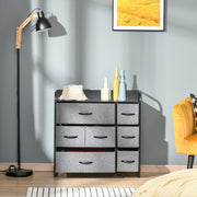 Grey 7 Drawer Fabric Chest of Drawers with Metal Frame for Bedroom and Living Room