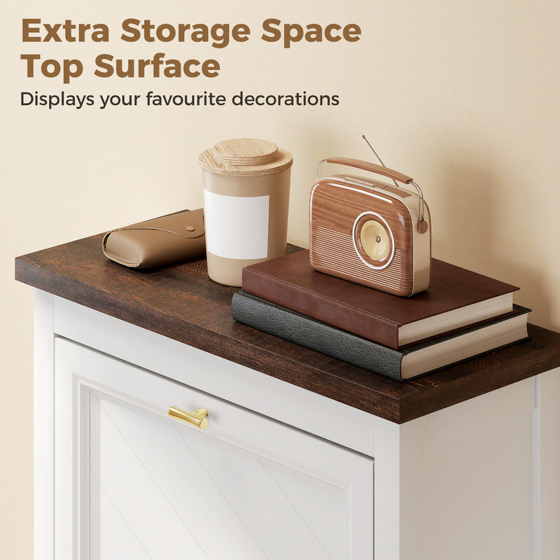 Slim Shoe Storage Cabinet for Narrow Hallways with 3 Flip Drawers and Adjustable Shelves White 60 x 26 x 134 cm Homcom