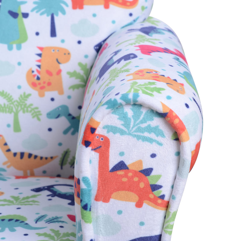 Kids Flannel Armchair with Dinosaur Print Ideal for Playroom or Bedroom, Green