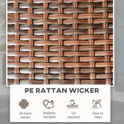 Round Foldable Rattan Garden Coffee Table with Metal Frame for Lawn or Patio Mixed Brown